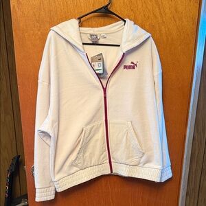 PUMA Women's White Jacket with Pink Logo
